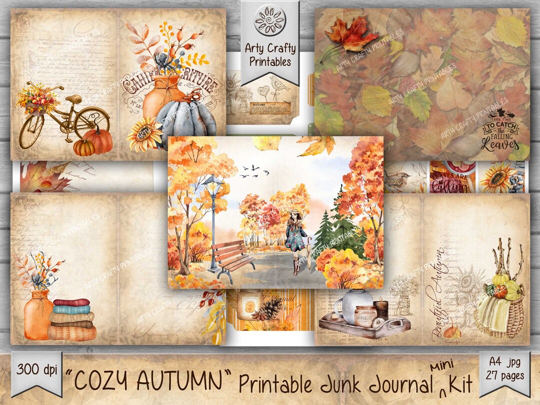 Cozy Autumn 27 Page Junk Journal Printable Mini Kit, Fall, Cosy ...