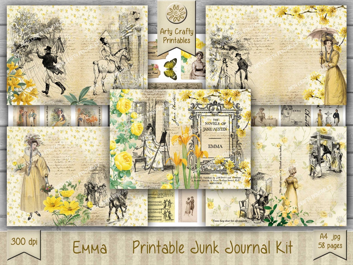 Emma 58 Page Junk Journal Printable Kit Jane Austen Regency - Etsy UK