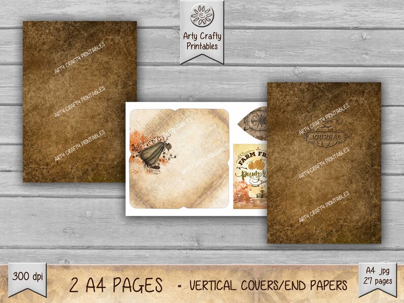 Rustic Fall 27 Page Junk Journal Printable Mini Kit, Autumn, Pumpkins ...