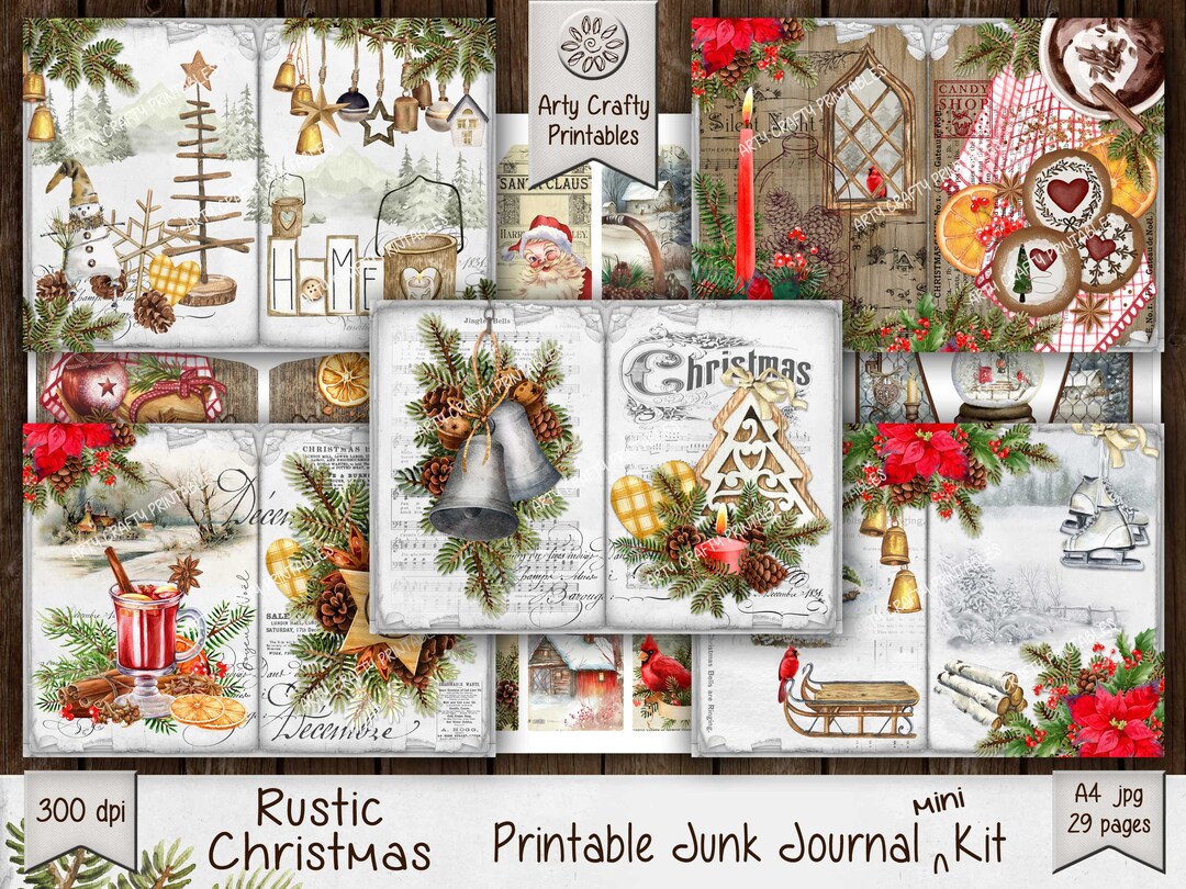 Rustic Christmas 29 Page Junk Journal Printable Mini Kit, Traditional ...