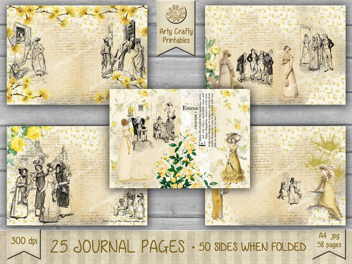 Emma 58 Page Junk Journal Printable Kit Jane Austen Regency - Etsy UK