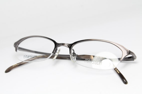 Women Halfrim Titanium Gunmetal MATSUDA 10208 BPR Rare Oval