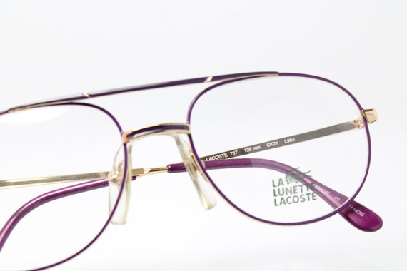 80s Aviator LACOSTE 737 CK21 Violet-Gold Rare Uni… - image 9