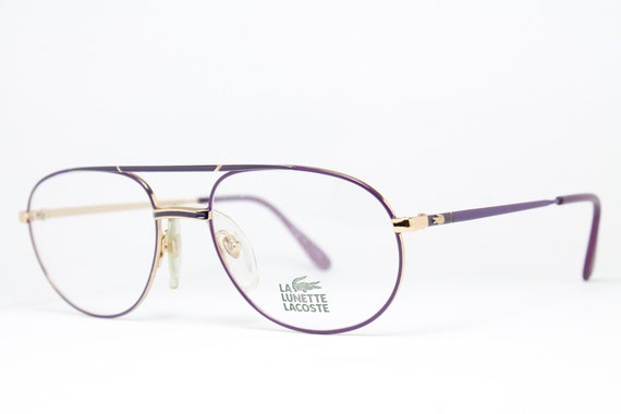 80s Aviator LACOSTE 737 CK21 Violet-Gold Rare Uni… - image 1