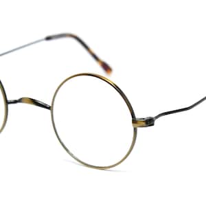 Bronze Small Round Lens 38-25 MEG 17010R AG Antique Gold Rare Unique true Vintage Eyeglasses Frame Glasses Lunettes Bril Glasögon Gafas E00
