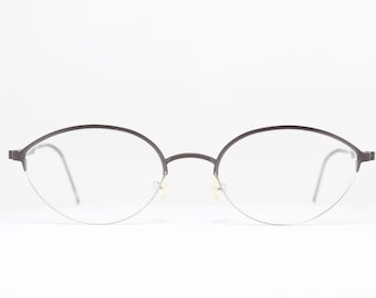 Oval LINDBERG STRIP TITANIUM 4100 49-19 Gray Rare True Vintage Eyeglasses Glasses Lunettes Occhiali Bril Glasögon Gafas E06