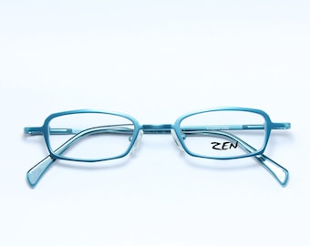 Micro Blue Rectangular ZEN 41025 c71 Germany Kleine Linsen Seltene True Vintage Brillen Gestell Lunettes Occhiali Gafas Bril Glasögon E102