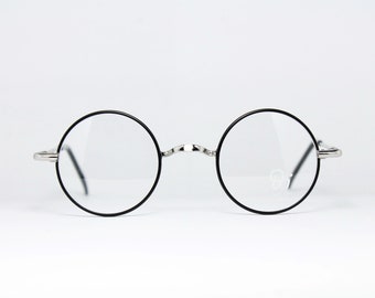 Montura de gafas DIETERLE 577 C11 estrecha, pequeña y redonda, con puente de silla de montar plateado, estilo steampunk, única y auténtica, estilo vintage, E06