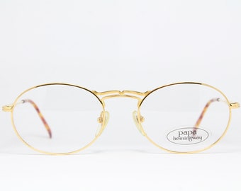 Steampunk PAPA HEMINGWAY 17-3105 GP 52-19 Gold Plated  Rare Unique Vintage Eyeglasses Frame Glasses Lunettes Gafas Bril Glasögon E02