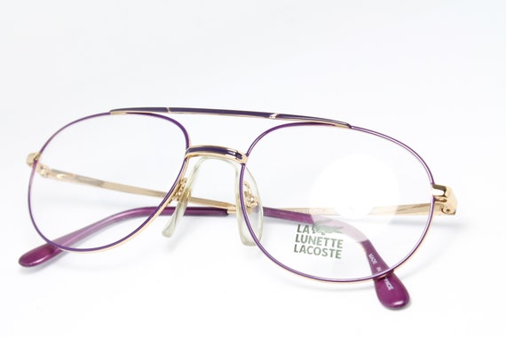 80s Aviator LACOSTE 737 CK21 Violet-Gold Rare Uni… - image 8