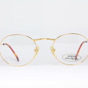 Schmale runde PAPA HEMINGWAY 17-2111 GP Vergoldet Selten Unikat True Vintage Brillengestell Brille Lunettes Gafas Bril Glasögon E03