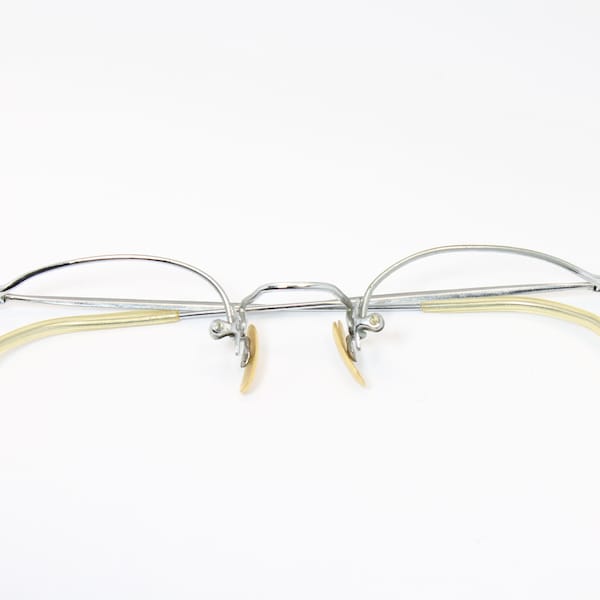 1920 Schmale Antike Brille Weiß Gold Filled Seltene True Vintage Brillengestell Lunettes Bril Glasögon Gafas E04