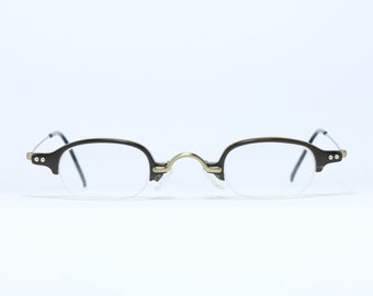 Half Rim MAIER 11.110.01 Gray-Gold Small Lenses Rare Unique Vintage Eyeglasses Frame Glasses Lunettes Occhiali Gafas Bril Glasögon E102