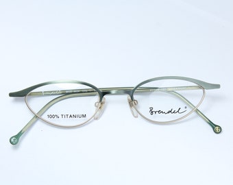 Titane petit verre ovale BRENDEL 8634 c11 vert-or Rare et unique véritable monture de lunettes vintage Lunettes de vue Occhiali Bril Glasögon Gafas E102