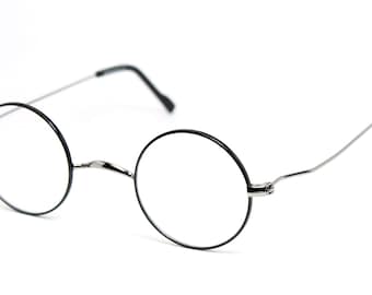 Kleine ronde lens 38-25 MEG 17010R BS zwart-zilver zeldzame unieke originele vintage brillen frame glazen Lunettes Bril Glasögon Gafas E00