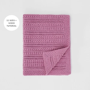 Crochet blanket pattern, Video tutorial, Easy baby crochet pattern, Throw blanket pattern, Easy crochet afgan blanket, Cozy blanket,11 sizes