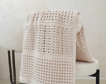 Easy crochet modern blanket pattern, Video tutorial, Easy crochet afgan blanket, Throw blanket pattern, Waffle pattern, Wave pattern,9 sizes