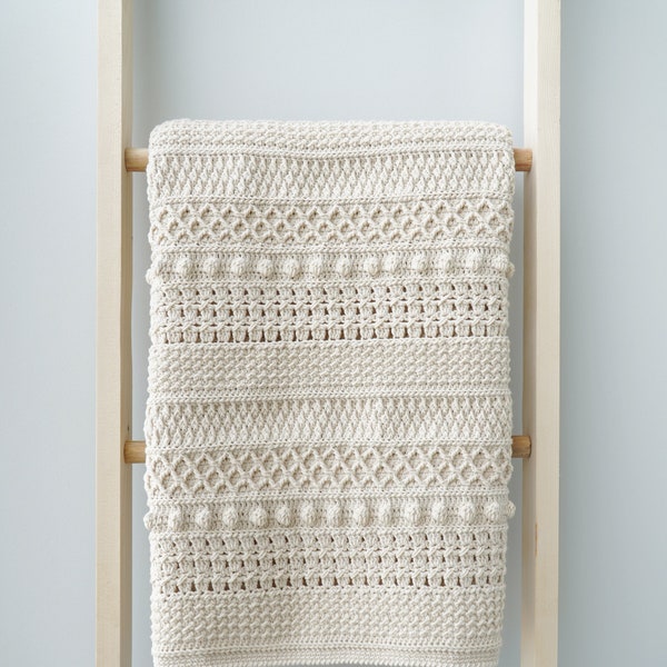 Easy crochet modern blanket pattern: Video tutorial + Chart, 9 sizes (ENGLISH pattern)