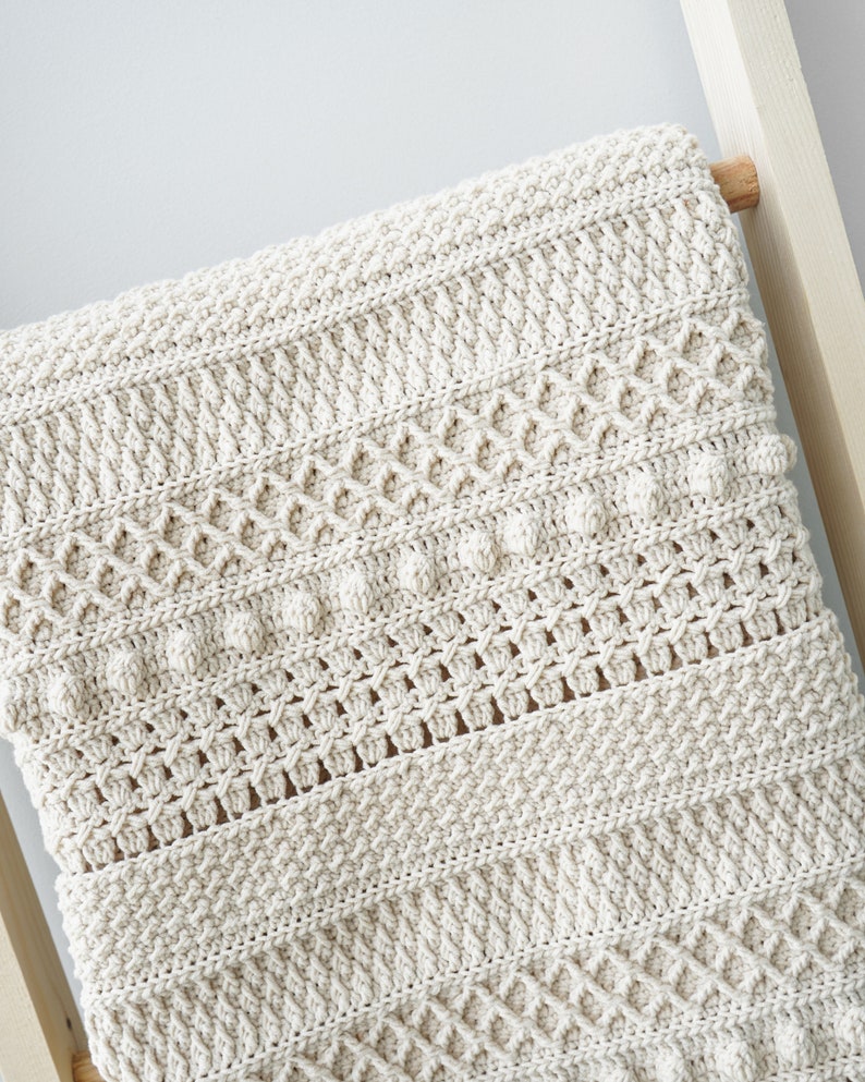 Easy crochet modern blanket pattern, Video tutorial, Easy crochet afgan blanket, Throw blanket pattern, Boho cozy blanket, 9 sizes image 5