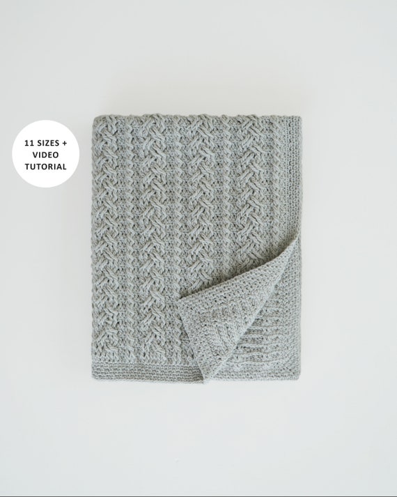 Crochet blanket pattern, Video tutorial, Cable blanket pattern, Baby crochet pattern, Easy crochet afgan blanket, Cozy blanket, 11 sizes