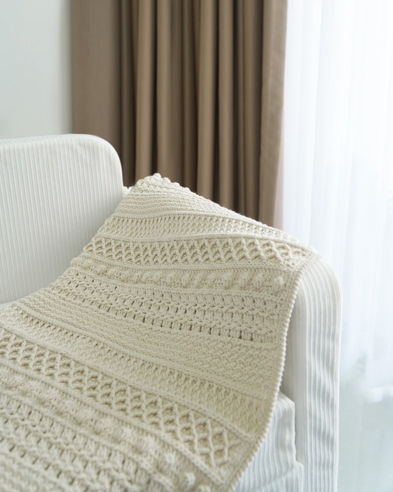 Easy crochet modern blanket pattern, Video tutorial, Easy crochet afgan blanket, Throw blanket pattern, Boho cozy blanket, 9 sizes image 2