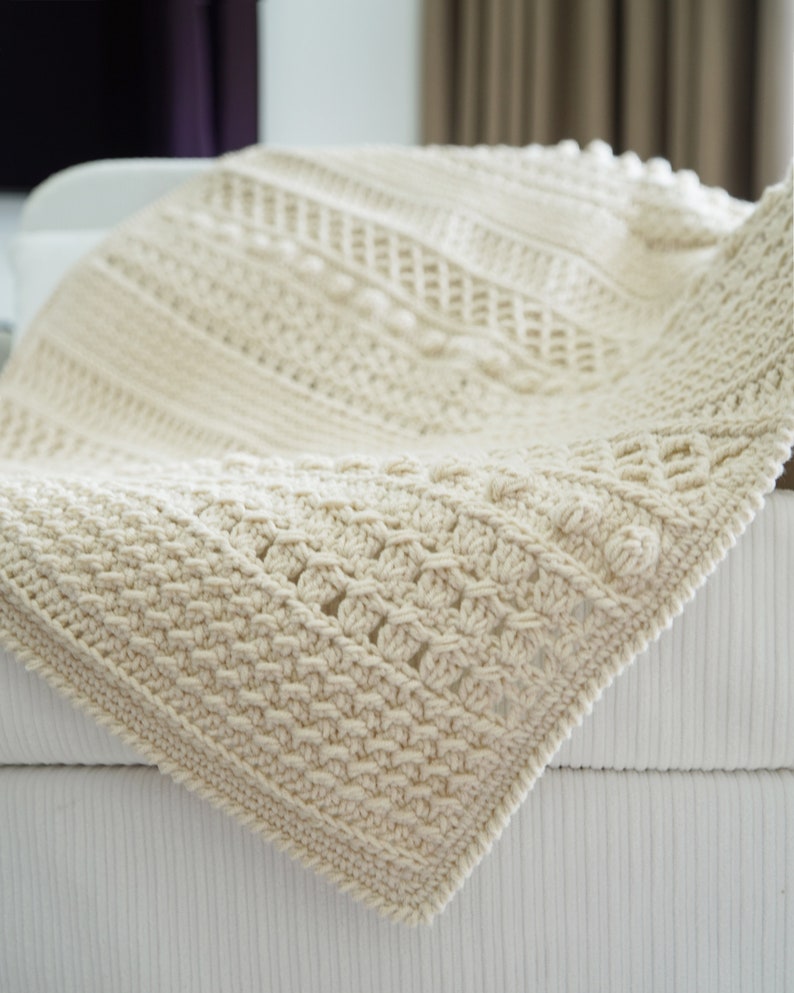 Easy crochet modern blanket pattern, Video tutorial, Easy crochet afgan blanket, Throw blanket pattern, Boho cozy blanket, 9 sizes image 4