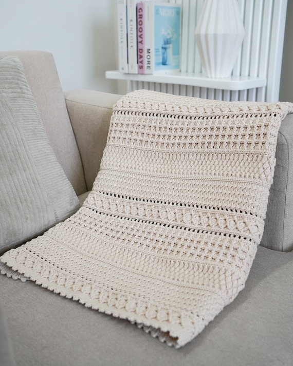 Easy Crochet Blanket Pattern: Modern Throw, 9 Sizes (Video Tutorial) (PDF Pattern)