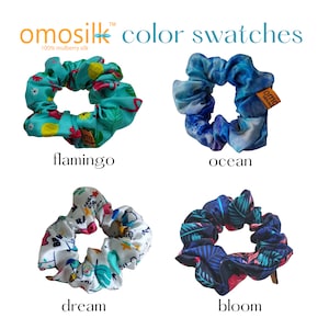 Omosilk-100% Mulberry Silk Scrunchie | 22 Momme | Silk Print Designs | Silk For Kids and Adults
