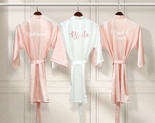 Accappatoio Kimono In Raso Per Donna - Leggero E Setoso, Con Tasche, Vestaglia Da Sposa E Damigella, Taglie Dalla S Alla XXL