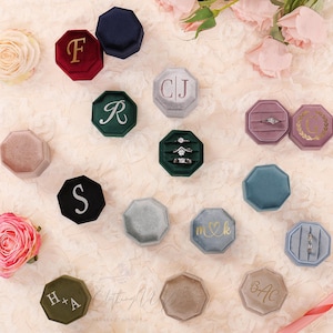 Caja para anillos de boda personalizada, caja para anillos de compromiso, caja de terciopelo con tres ranuras, caja para anillos de boda personalizada
