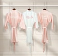 Bridesmaid Robes, Solid Satin Robes, Wedding Party Personalized Robe, 3/4 Sleeves