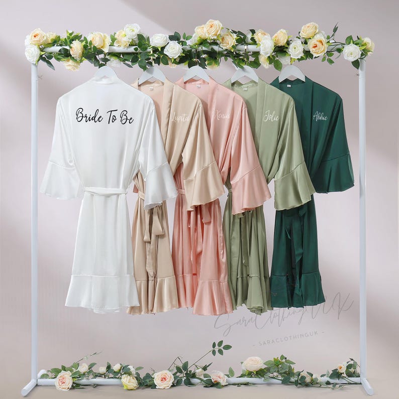Rackl Robe Custom Name Bridesmaid Robes, White Bridal Robe, Satin Wedding Robe ...
