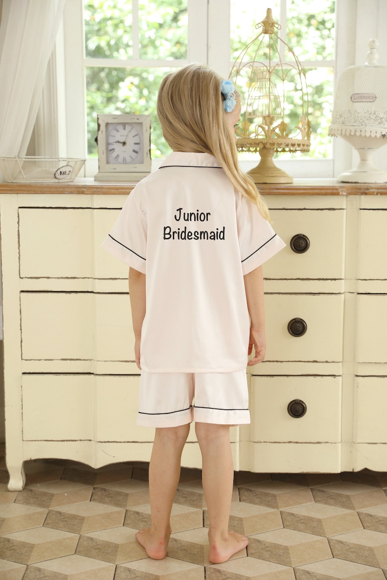 Custom Flower Girl Pajamas, Junior Bridesmaid Pajamas, Flower Girl Proposal, Personalized Gifts for Birthday, Sleepover party Light Pink