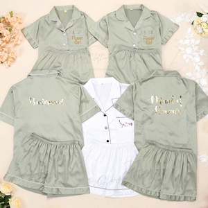 Bridal Pajamas, Matching Bridesmaid Pajamas Set, Bridal Party and Getting Ready, Graduation Gifs, Sage Green Color zdjęcie 1