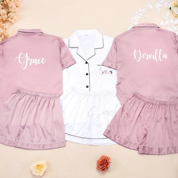 Matching Custom Pajamas, Bridal Pajamas Set, Flower Girl PJS, Wedding Bridesmaids' Gifts