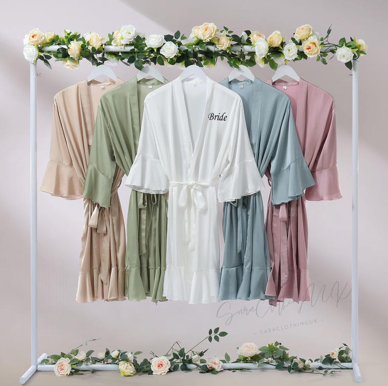 Bell Ringing Robe Custom Name Bridesmaid Robes, White Bridal Robe, Satin Wedding Robe ...