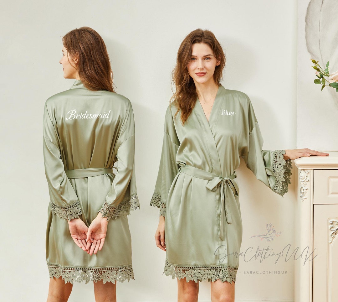 Etsy Satin Robe Custom Bridesmaid Robes, Lace Satin Robes, Personalized Bachelorette ...