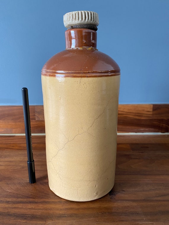 Antique Stoneware Hot Water Bottle With Rubber Seal 11 Inches Etsy