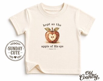 Camiseta infantil "La niña de sus ojos", camiseta con versículo bíblico del Salmo 17:8, conjunto cristiano para bebés, camiseta infantil adorable para domingo, regalo religioso para niños y niñas.