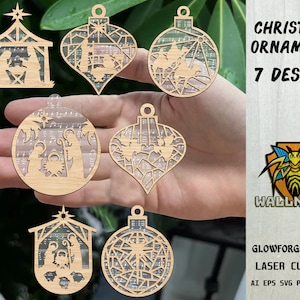 Nativity Sheet Music Ornaments SVG Bundle, Christmas Songs svg, Christmas Ornament, Wood Ornament svg, Laser cut file, Glowforge svg files