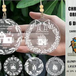 Personalized Tiny House Ornaments SVG Bundle, Christmas ornament, Acrylic Ornament Svg, Laser cut file, Glowforge svg files,Instant Download