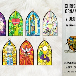 Catholic Church Ornaments svg bundle, Christmas ornament svg, Wood Ornament Svg, Laser cut file, Glowforge svg files, Instant Download