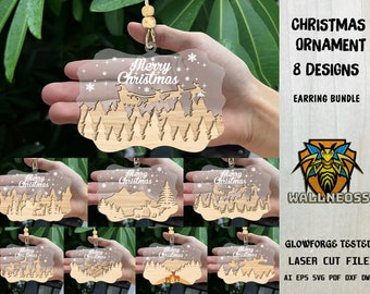 Christmas Scene Ornaments svg bundle, Christmas ornament svg, Wood Ornament Svg, Laser cut file, Glowforge svg files, Instant Download