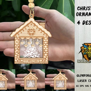 Christmas House Ornaments svg bundle, Christmas ornament svg, Family Ornament Svg, Laser cut file, Glowforge svg files, Instant Download
