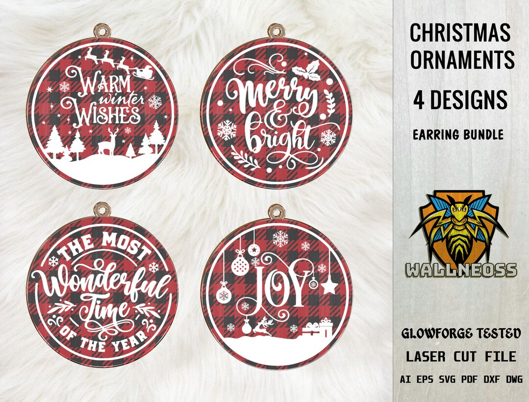 Christmas Ornaments Svg Bundle, Christmas Ornament Svg, Buffalo Plaid ...