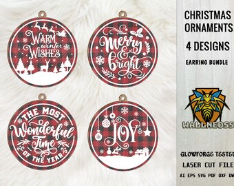 Kerst Ornamenten svg bundel, Kerst ornament svg, Buffalo Plaid Ornament Svg, Laser gesneden bestand, Glowforge svg bestanden, Instant Download