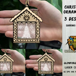 Christmas House Ornaments svg bundle, Christmas ornament svg, Christmas Tree Svg, Laser cut file, Glowforge svg files, Instant Download