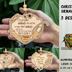 Nurse Ornament SVG Bundle, Christmas Gift svg, Nurse ornament svg, Wood Ornament Svg, Laser cut file, Glowforge svg files, Instant Download