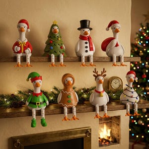 Christmas Goose STL Bundle, Holiday Goose Figurines, Santa Snowman Reindeer Elf Goose, Mantel Decor, 3D Printable Files