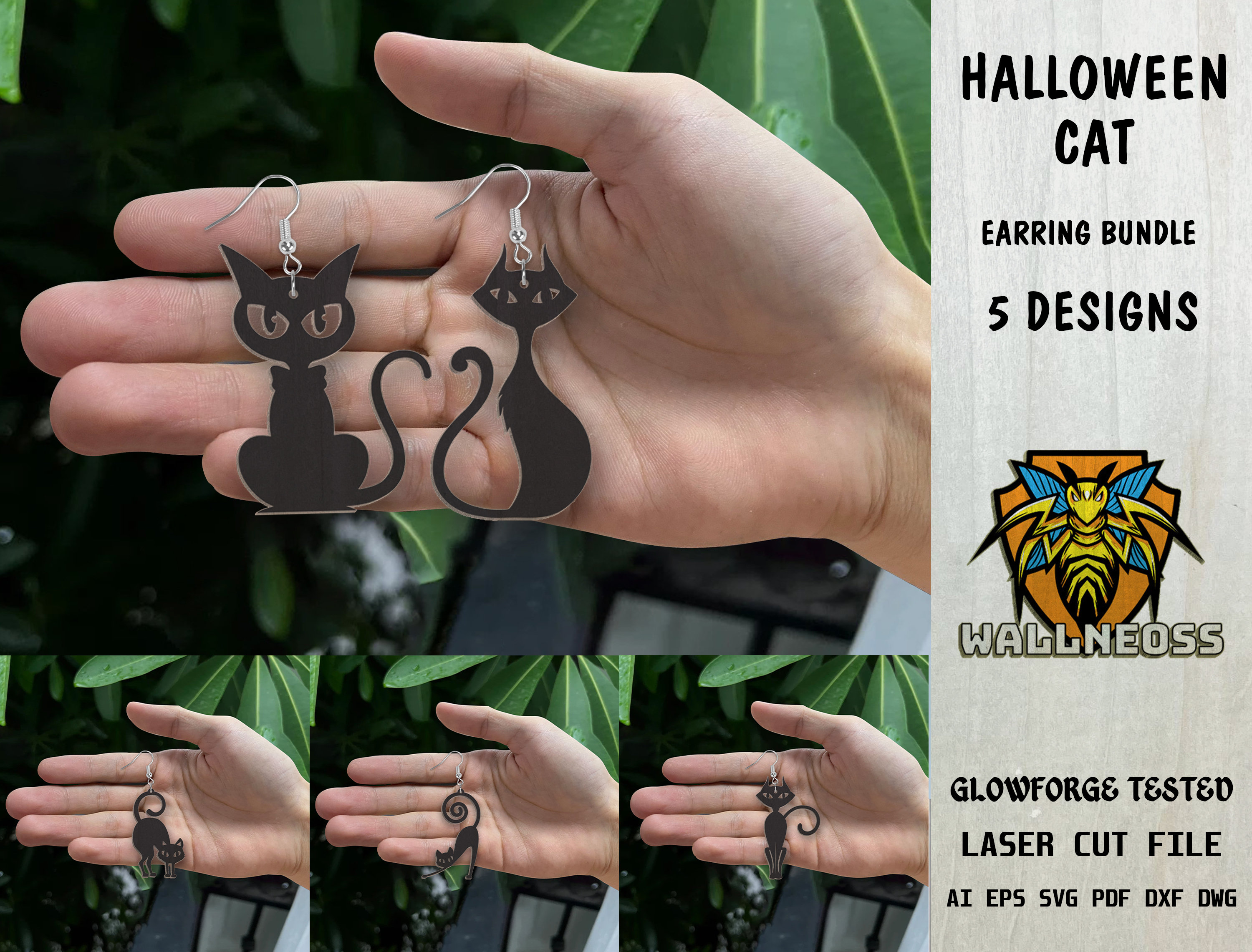Halloween Cat Earrings SVG Bundle Cat Svg Gift for Her Etsy
